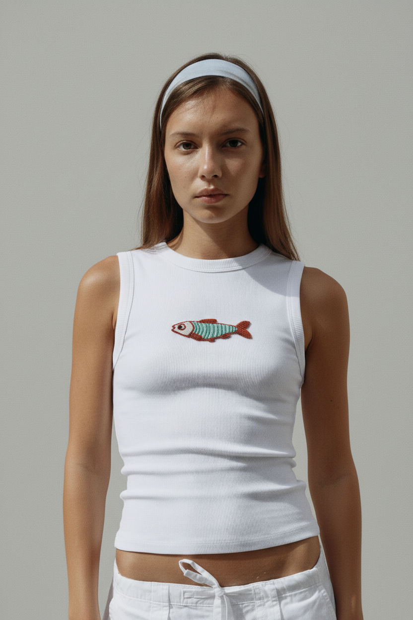 Fish top model-worn photo