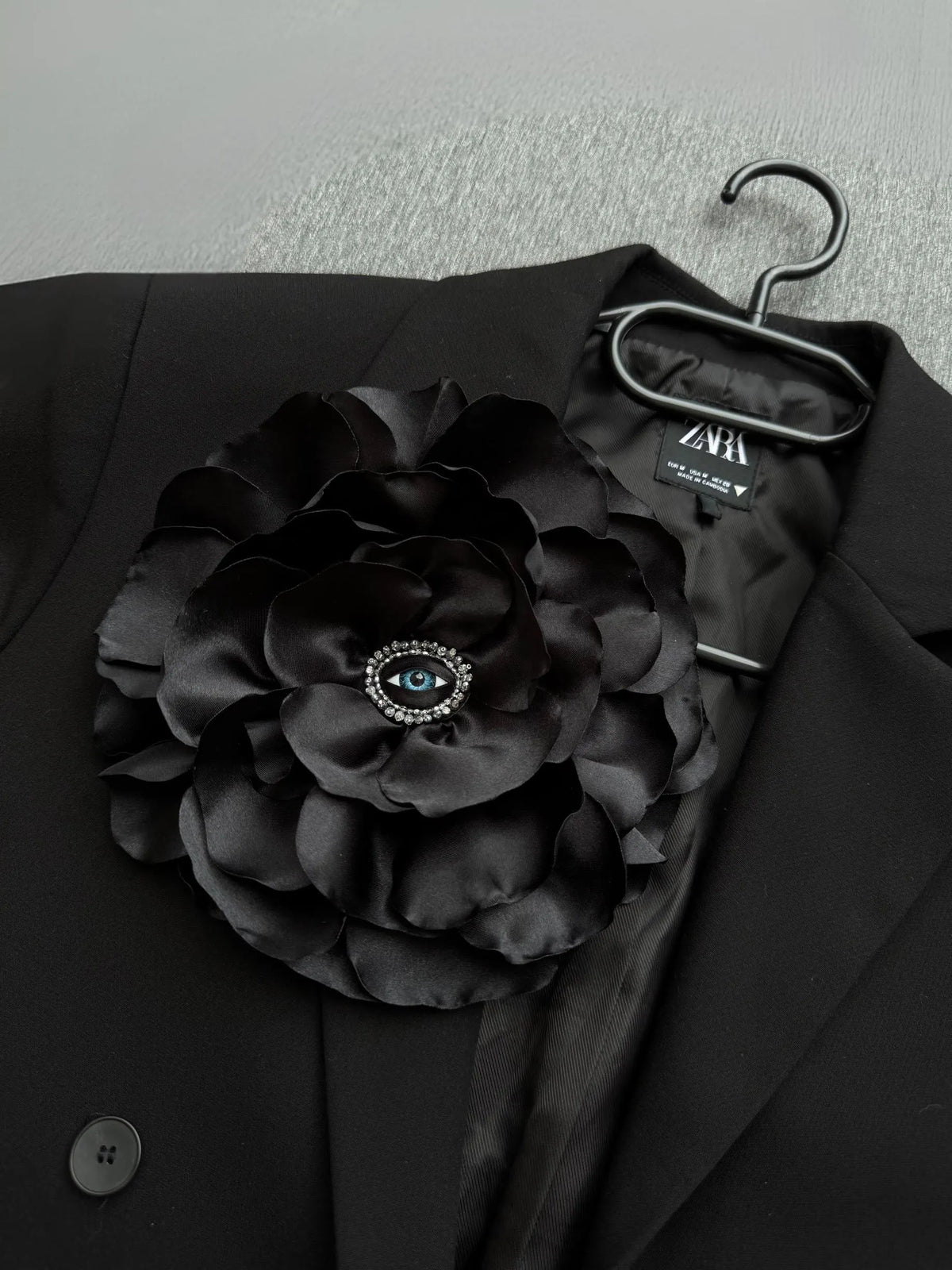 Handmade Silk Rose Brooch: Big Floral Shoulder Pin