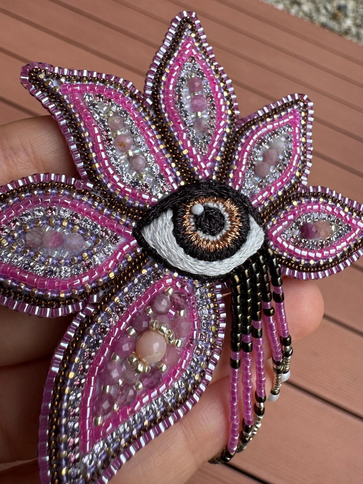 Handmade Beaded Flower Brooch