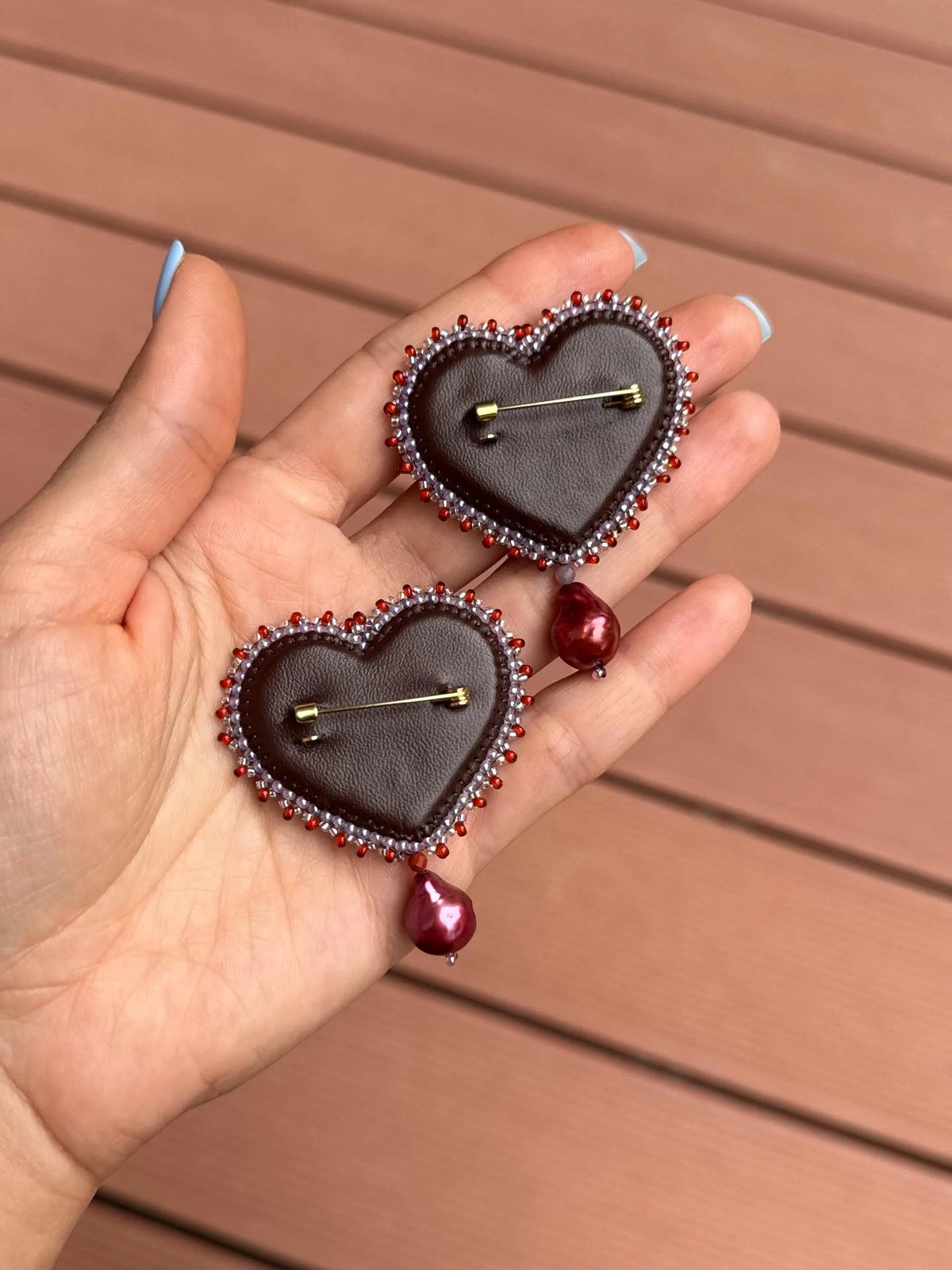 Natural Pearl Evil Eye Heart Brooch