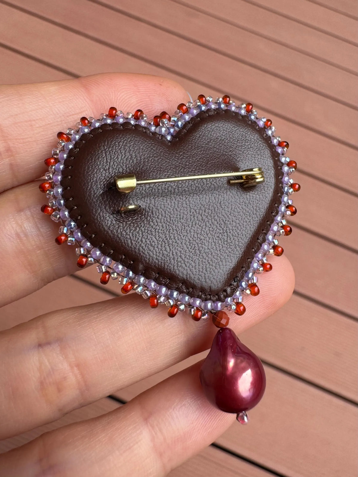 Natural Pearl Evil Eye Heart Brooch