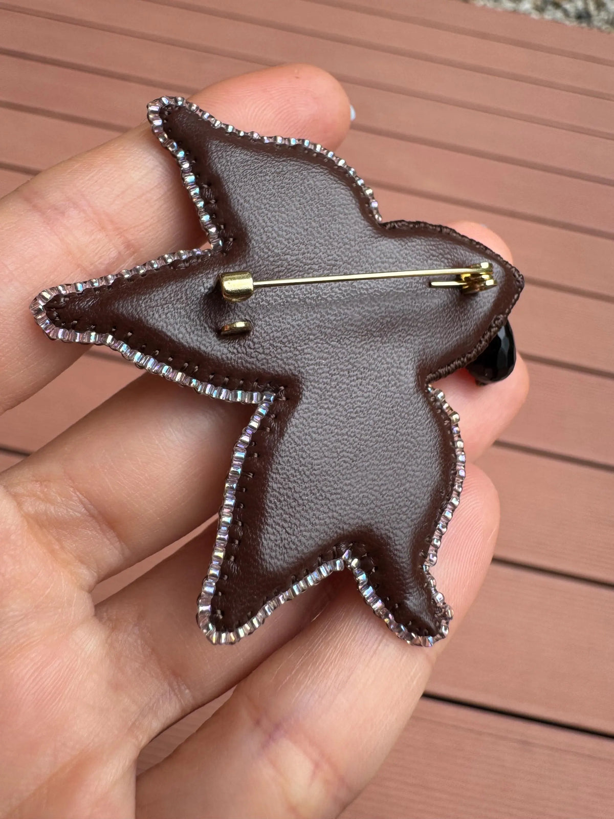 Natural Stone Green Evil Eye Leaf Brooch